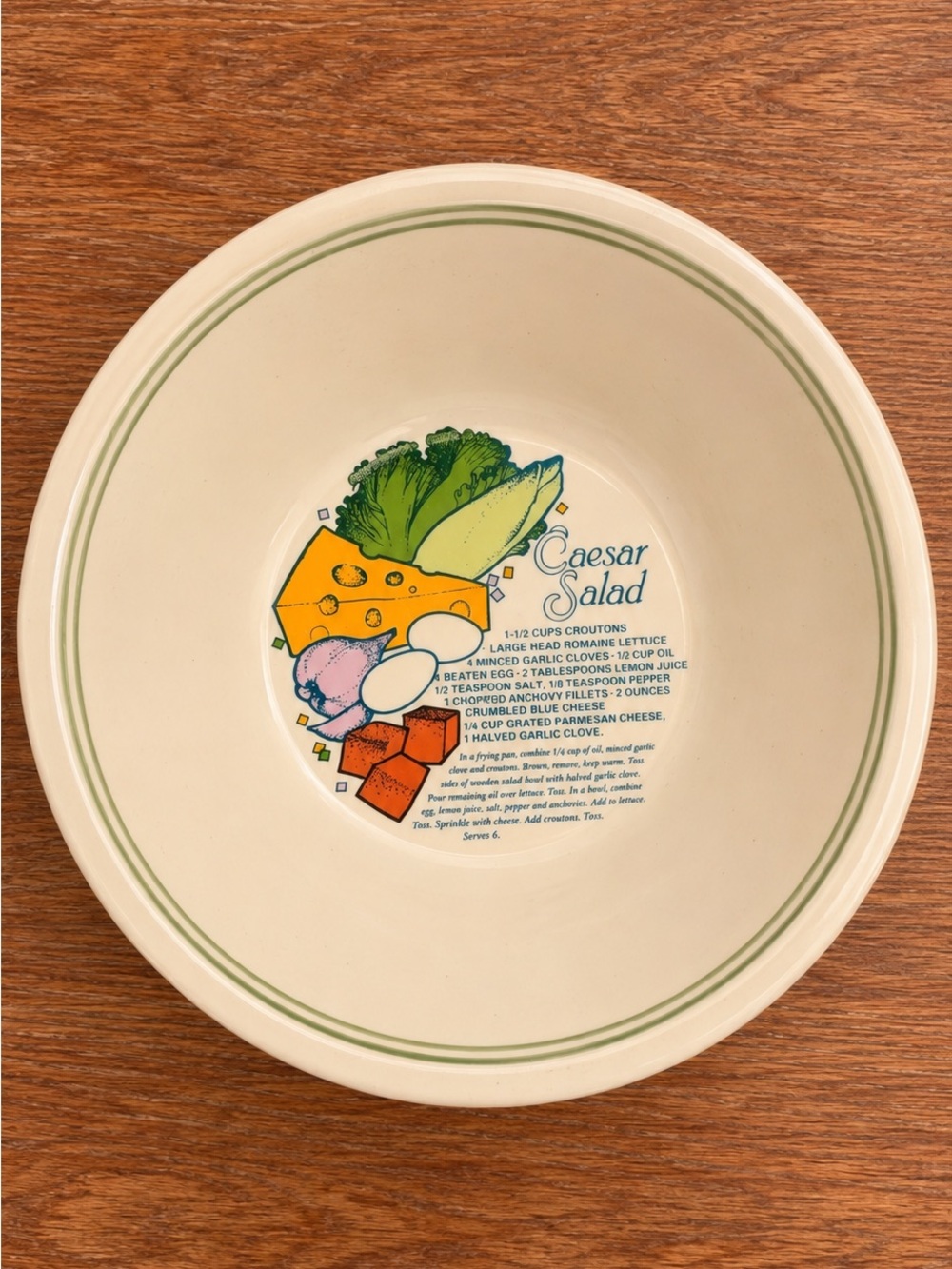 Vintage Sunnycraft Caesar Salad Recipe Serving Bowl 12” Sunstone Collection